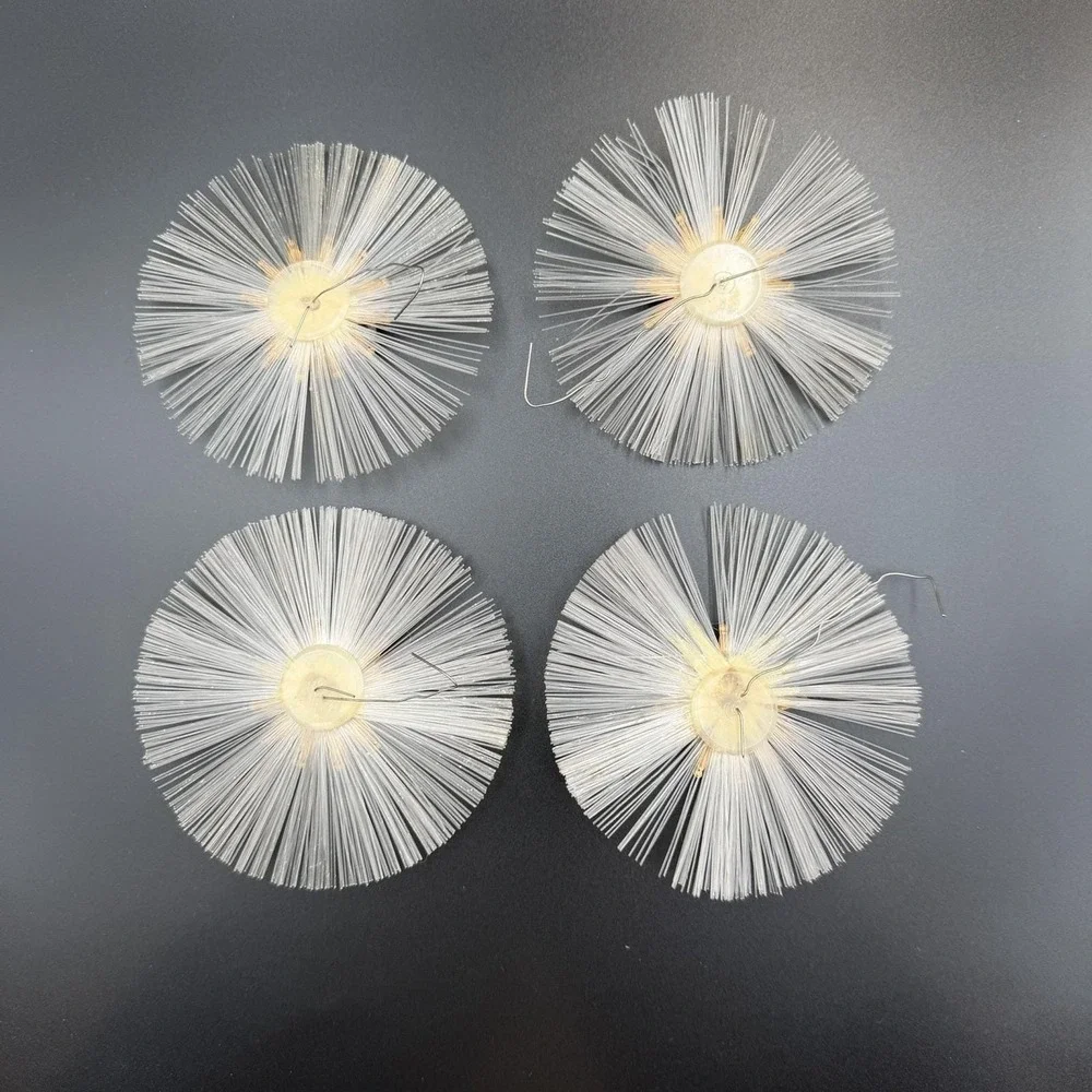 Vtg German Spun Glass Angel Hair Snowflake Christmas Ornaments with Rhinestones